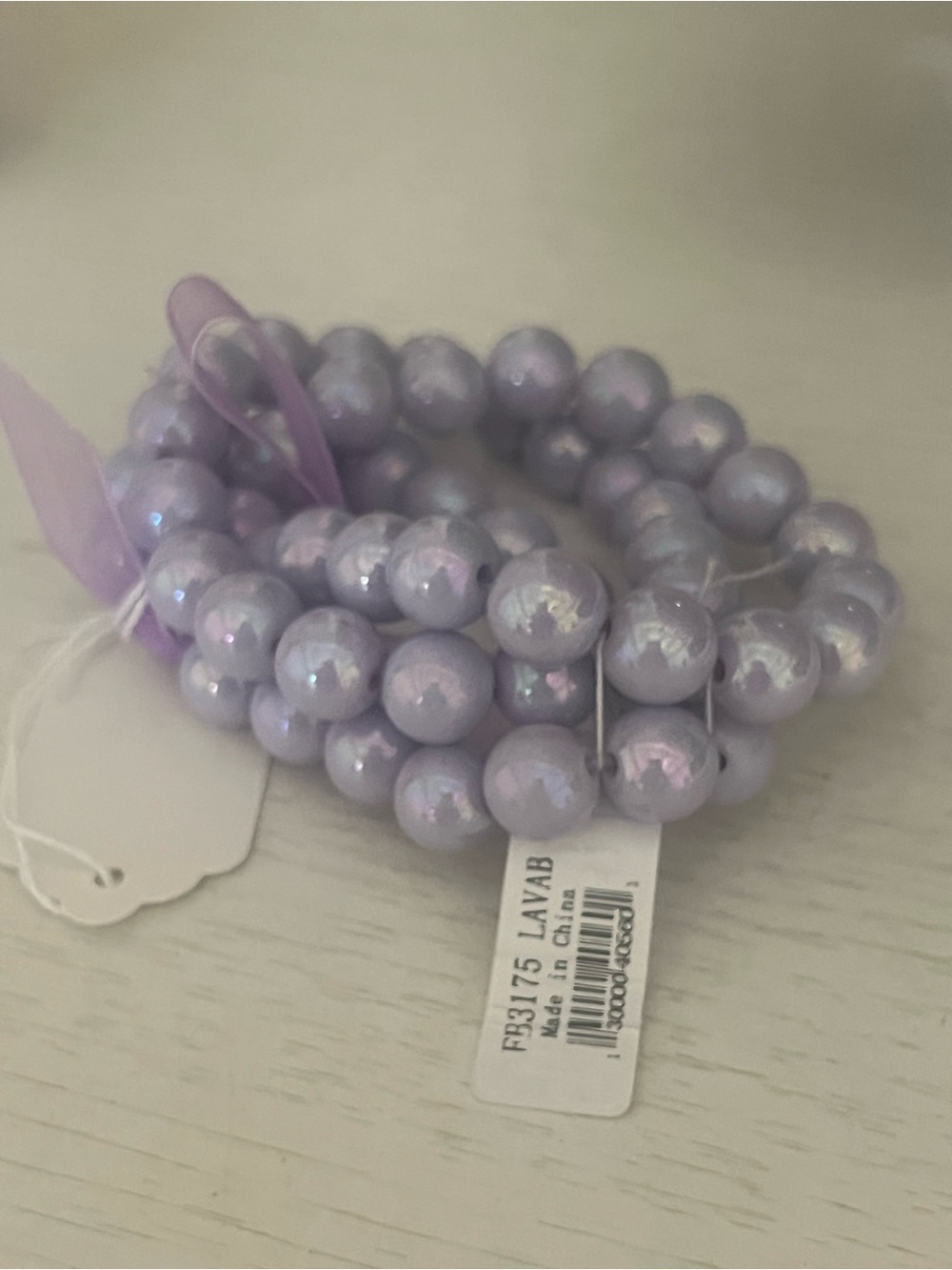 Lavender Pearl Beaded Stretch Bracelet Stack